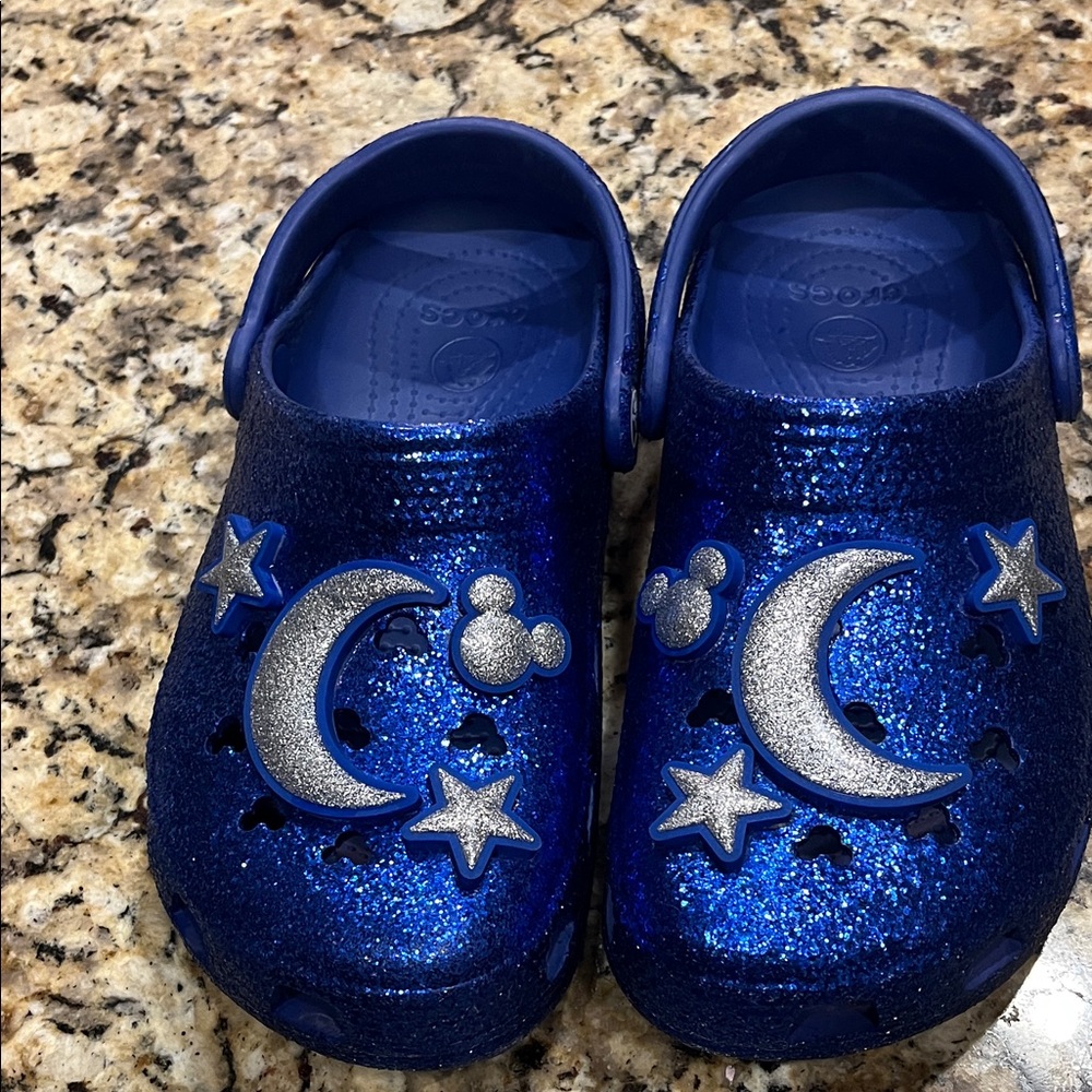CROCS Women Blue Glitter with silver glitter Moon and Star
